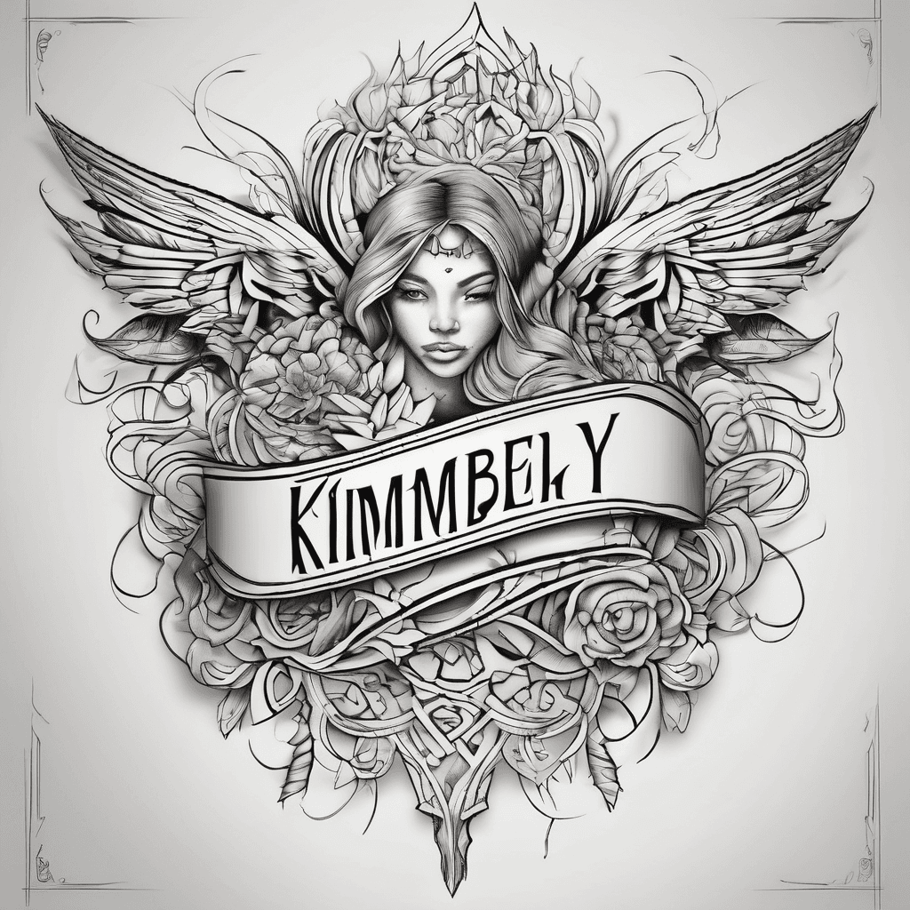 A beautiful tattoo design featuring the name "Kimberly" in elegant lettering