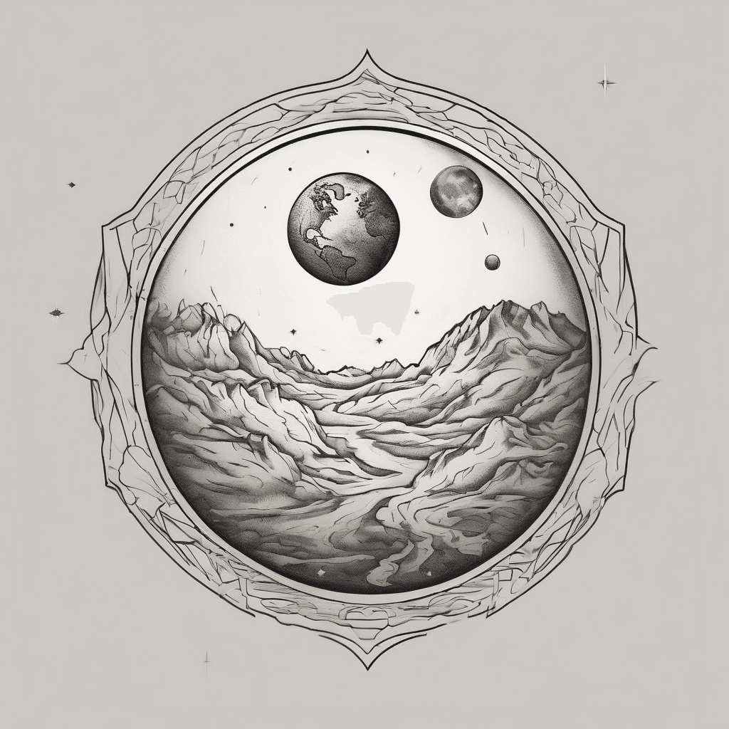 "Terra" incorporated into a small earth + moon design