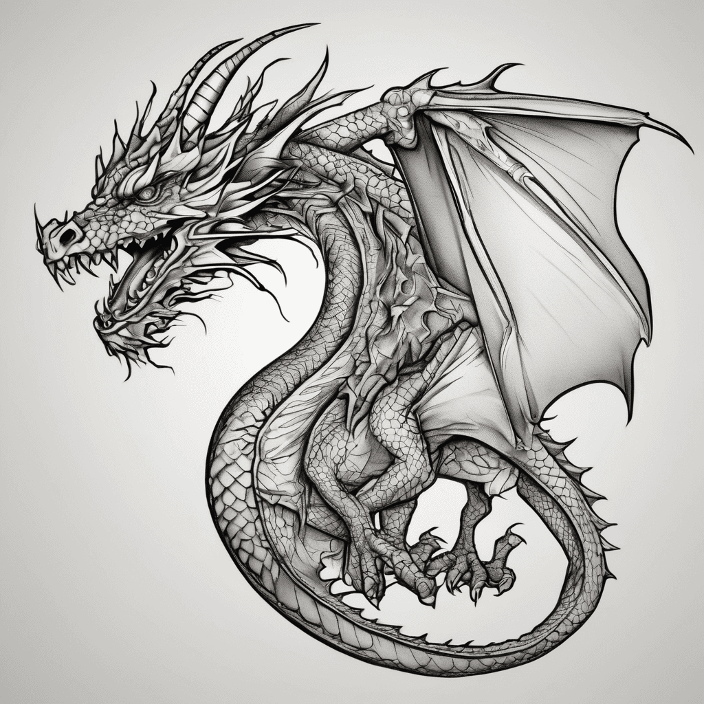 A dragon tattoo for the shoulder with some details size less than 4 inches