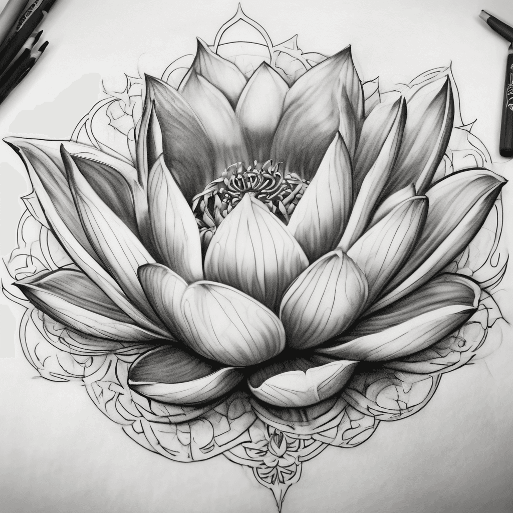 I would like a design to hide a tummy tuck scar around my lower tummy from hip to hip. I want a fine line lotus with Shakira symbols and an Ayawaycsa vine going through it. Beautiful and feminine