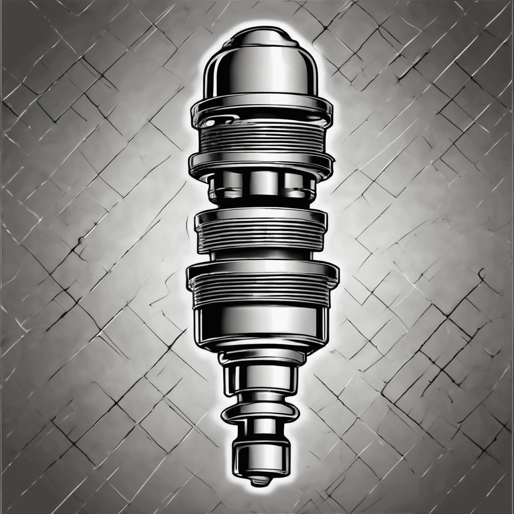 checkered pattern as background, a spark plug and a piston