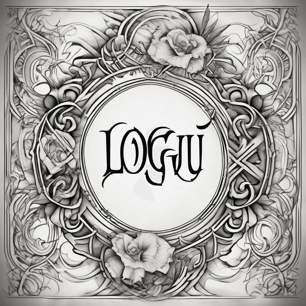 A beautiful tattoo design featuring the name "Logu" in elegant lettering