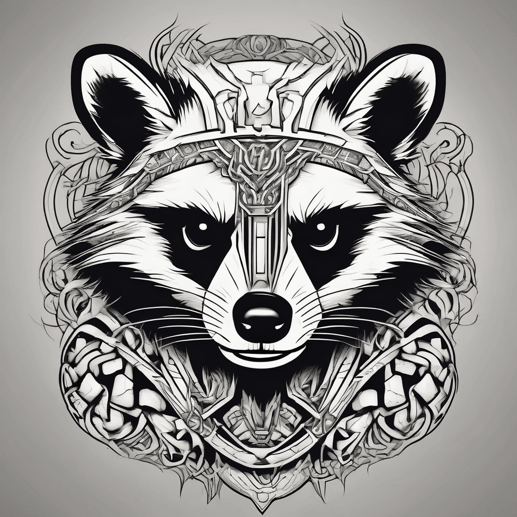A beautiful tattoo design featuring the name "Chaos raccoon" in elegant lettering