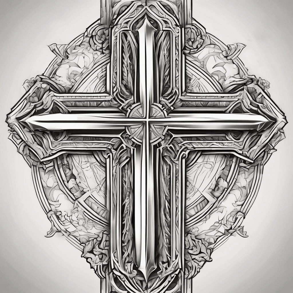 A cross with the bottom made out of the Roman numeral 36