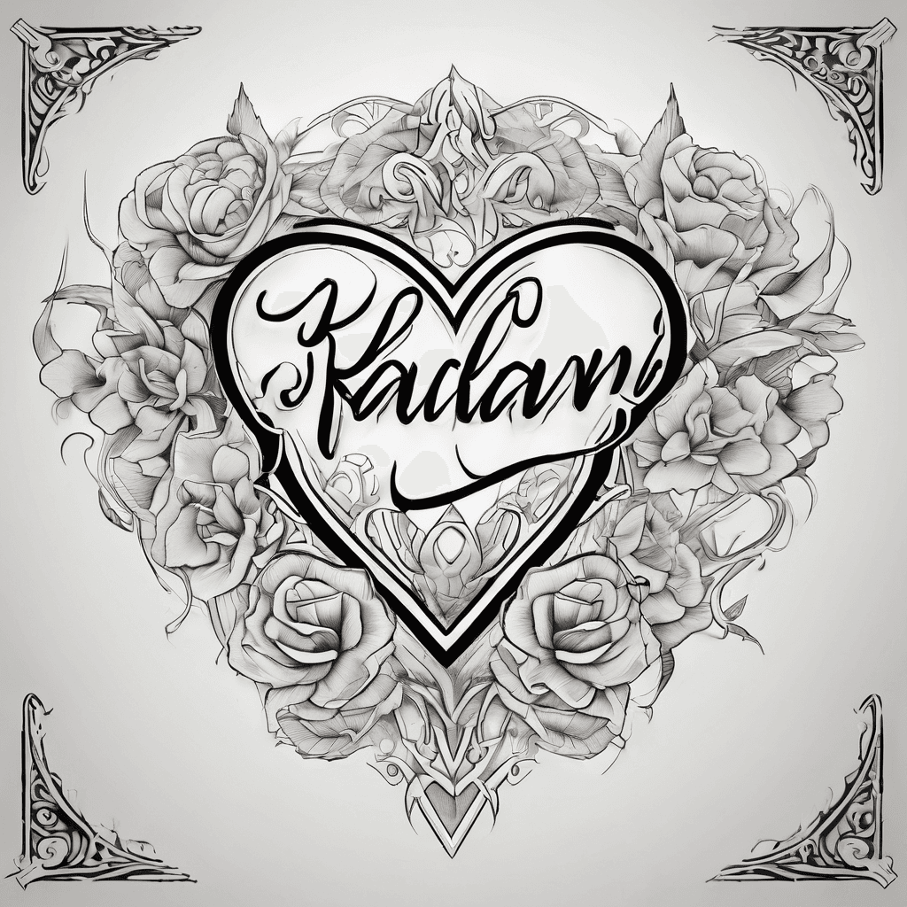 A beautiful tattoo design featuring the name "Kailani" with a heart in elegant lettering