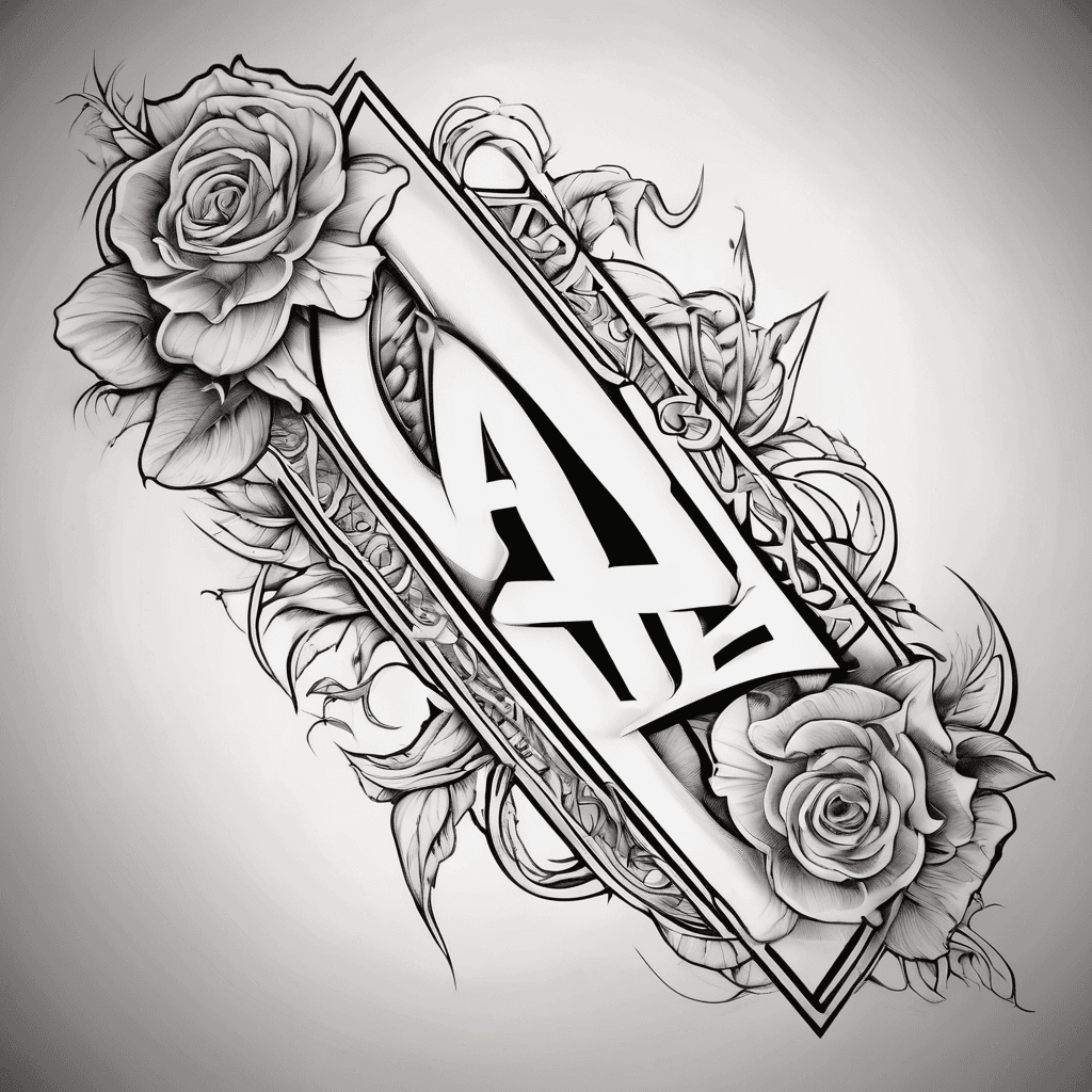 A beautiful tattoo design featuring the name "Ade" in elegant lettering