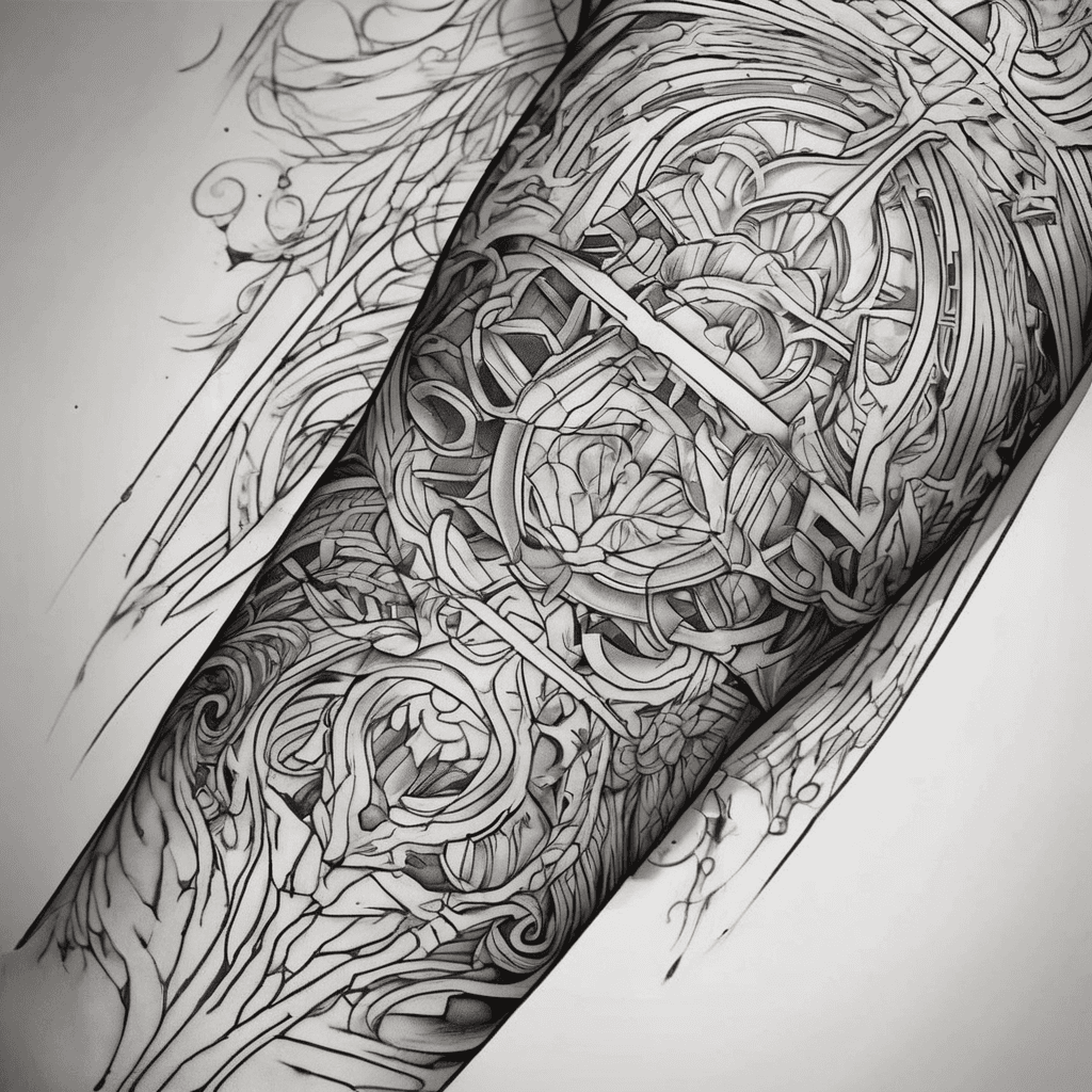 Make me a detailed lower arm sleeve red rising by pierce brown tattoo