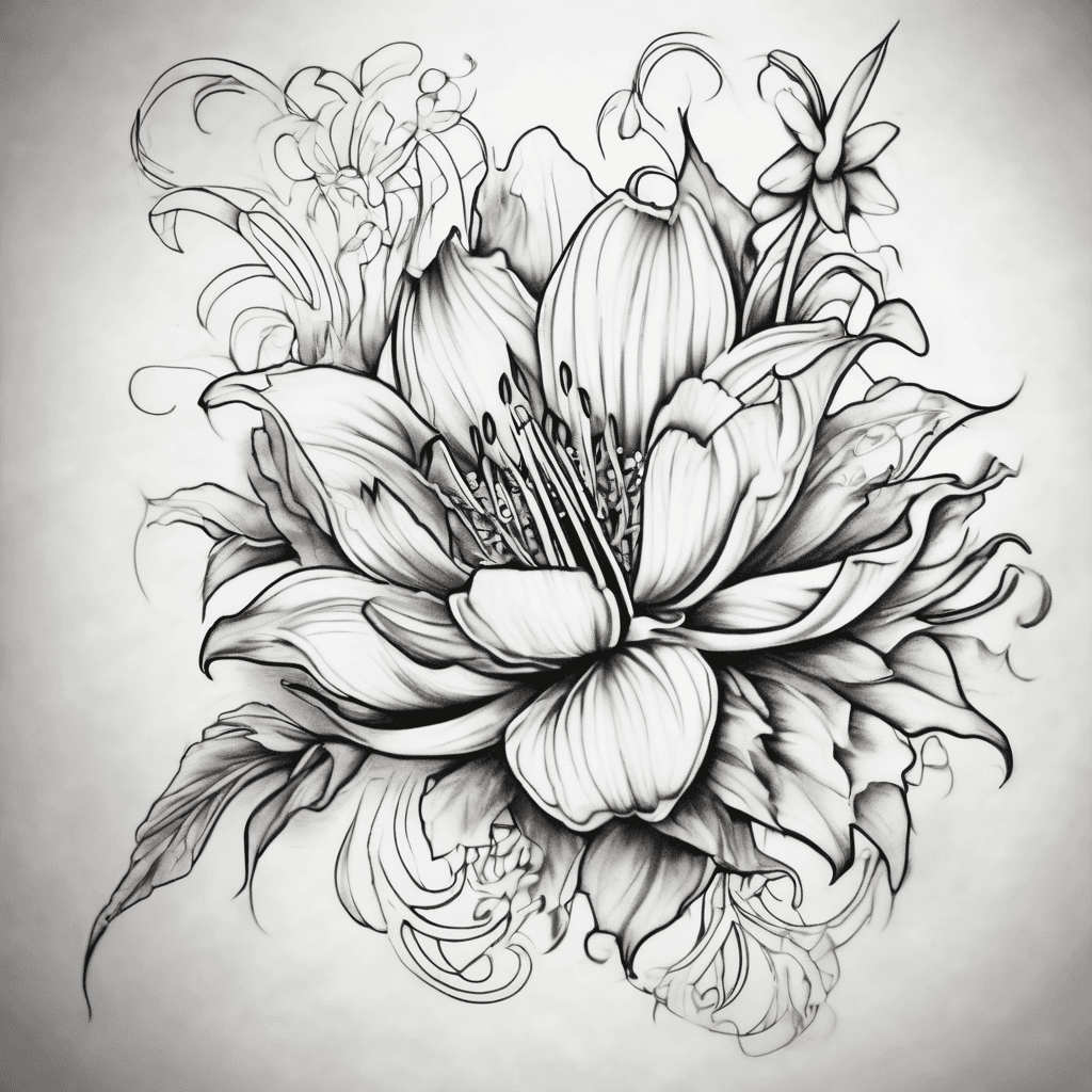 Let’s get it as realistic as possible I want a very whimsical, elegant tattoo design. The tattoo is of the rapunzel flower with some Lilly of the Vally