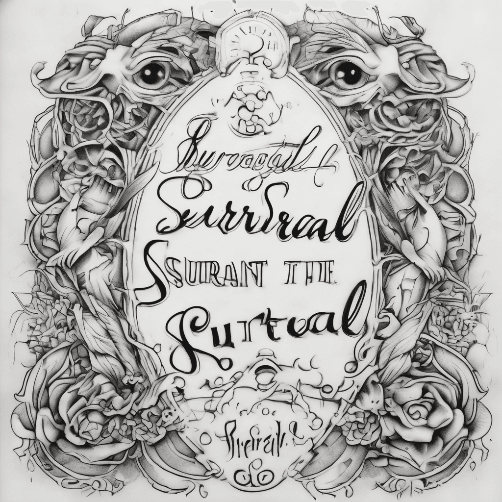 i want the word surreal on the back of my whole four arm and i want it in cursive with bats