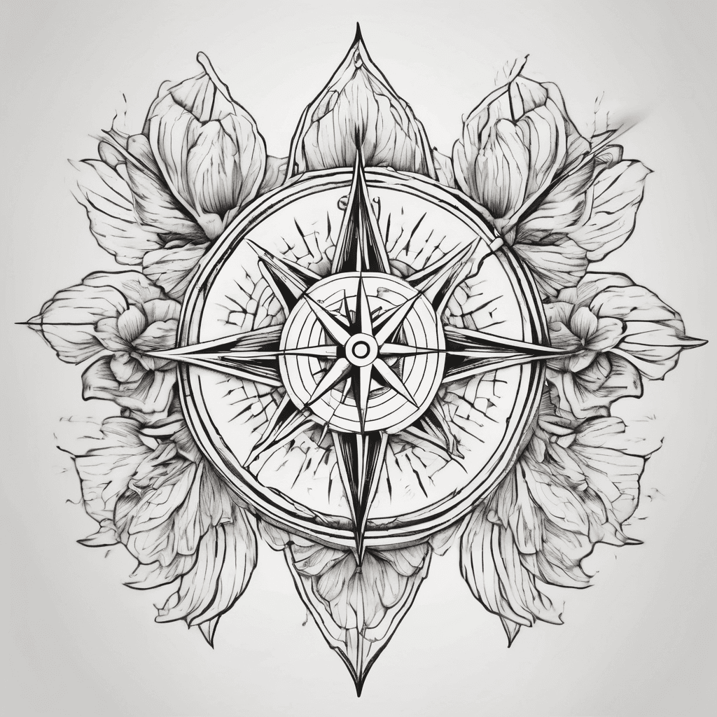 minimal, S, north star, compass, forget me knot flower