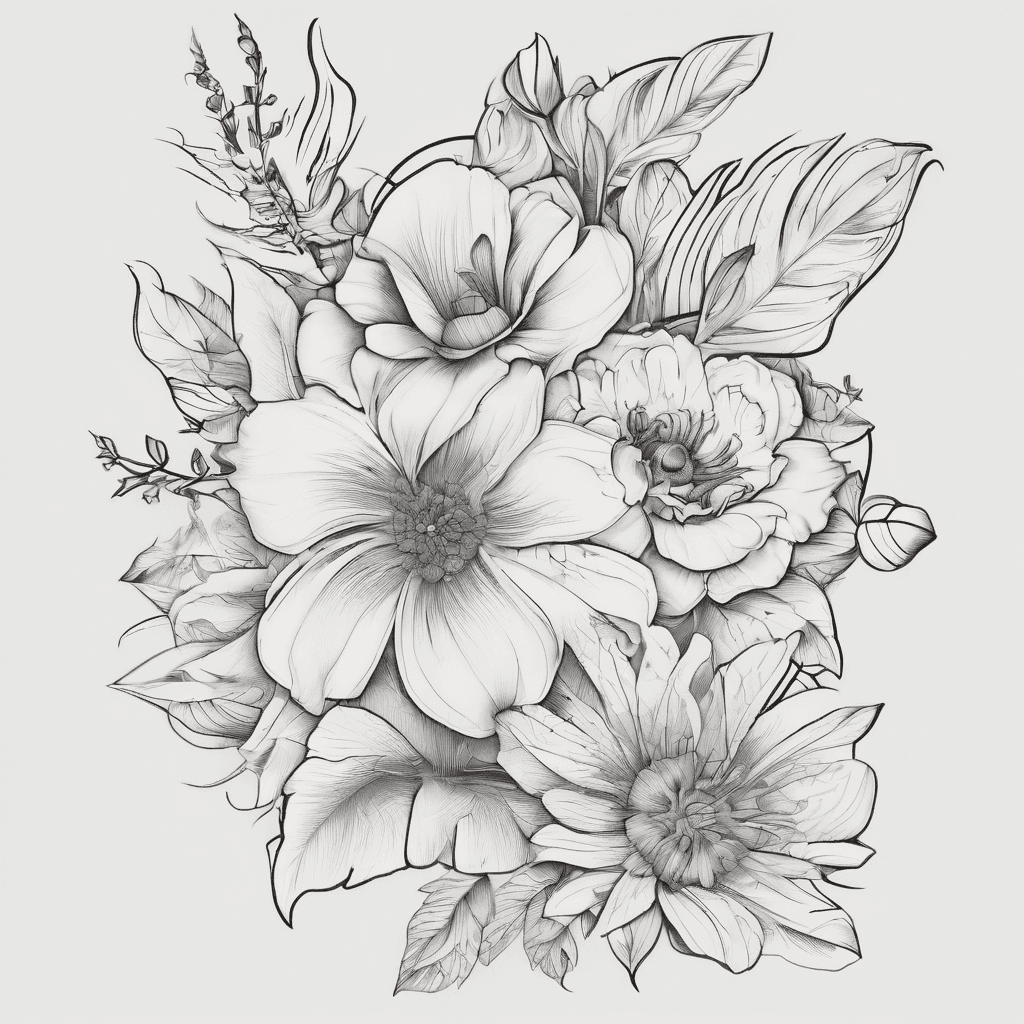 Design flowers with the names edgar angel and Alexandra in forearm on the side