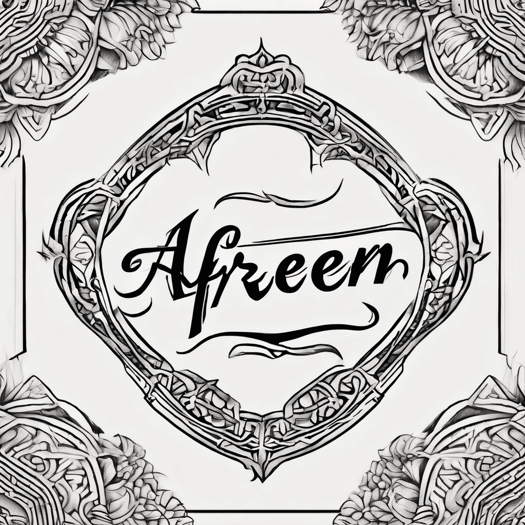 A beautiful tattoo design featuring the name "Afreen" in elegant lettering