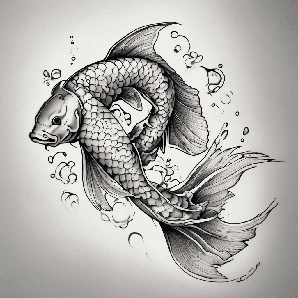 A Japanese blue koi with outer design to link up with my chest tattoo. To be put on my upper arm