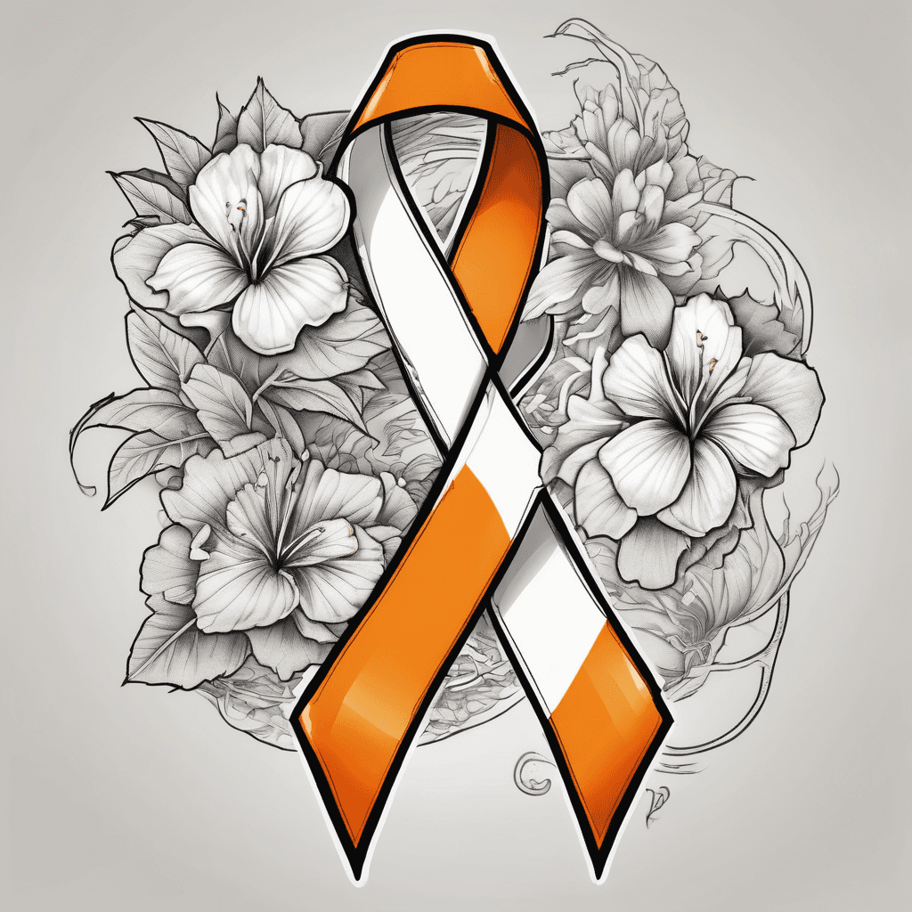 awareness ribbon half orange and half white. Want to be able to add text to the ribbon itself