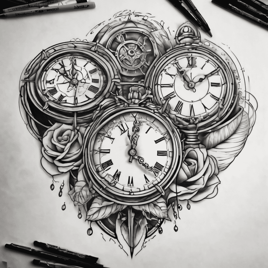 2 clock faces with 1.29pm and one with 3.45am a bold one for the 1.29pm and a feminine one for 3.45am