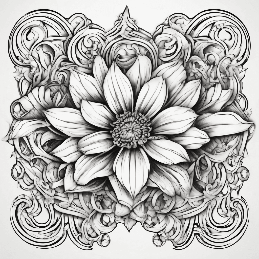 A beautiful flower tattoo design featuring the name "Cervantes" in elegant lettering