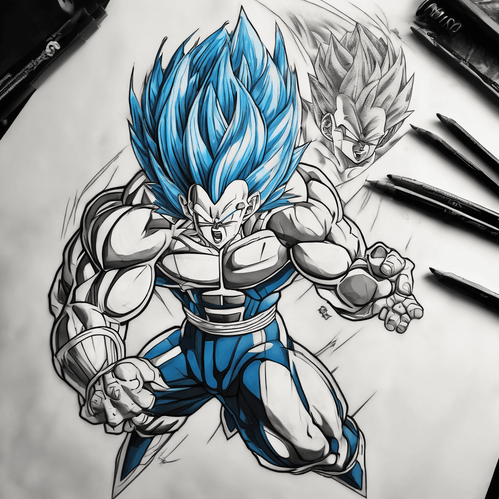 Super saiyan blue Vegeta using final flash towards ultra instinct Goku who is using kamehameha towards Vegeta
