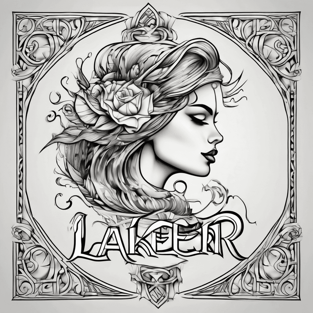 A beautiful tattoo design featuring the name "lakeer" in elegant lettering