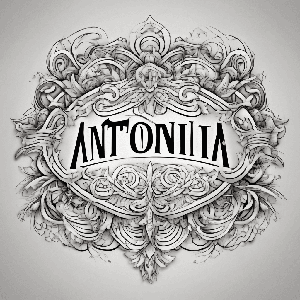 A beautiful tattoo design featuring the name "Antonia" in elegant lettering