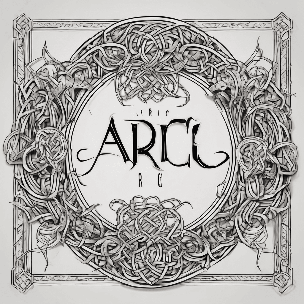 A beautiful tattoo design featuring the name "Aric" in elegant lettering with Celtics knots