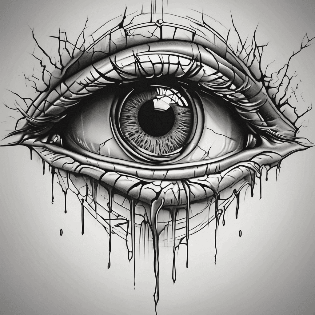 an eye that peeks out from the chest through the cracks