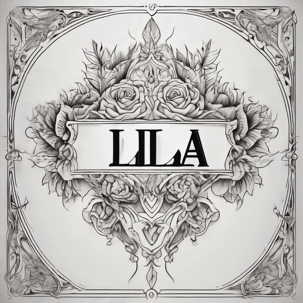 A beautiful tattoo design featuring the name "Lila" in elegant lettering