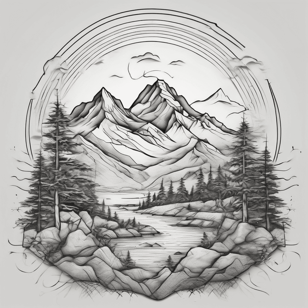 A minimalist mountain landscape