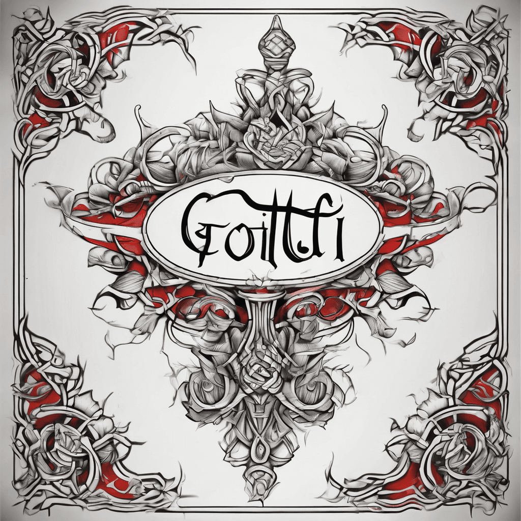 A beautiful tattoo design featuring the name "gotti" in elegant lettering with red ink