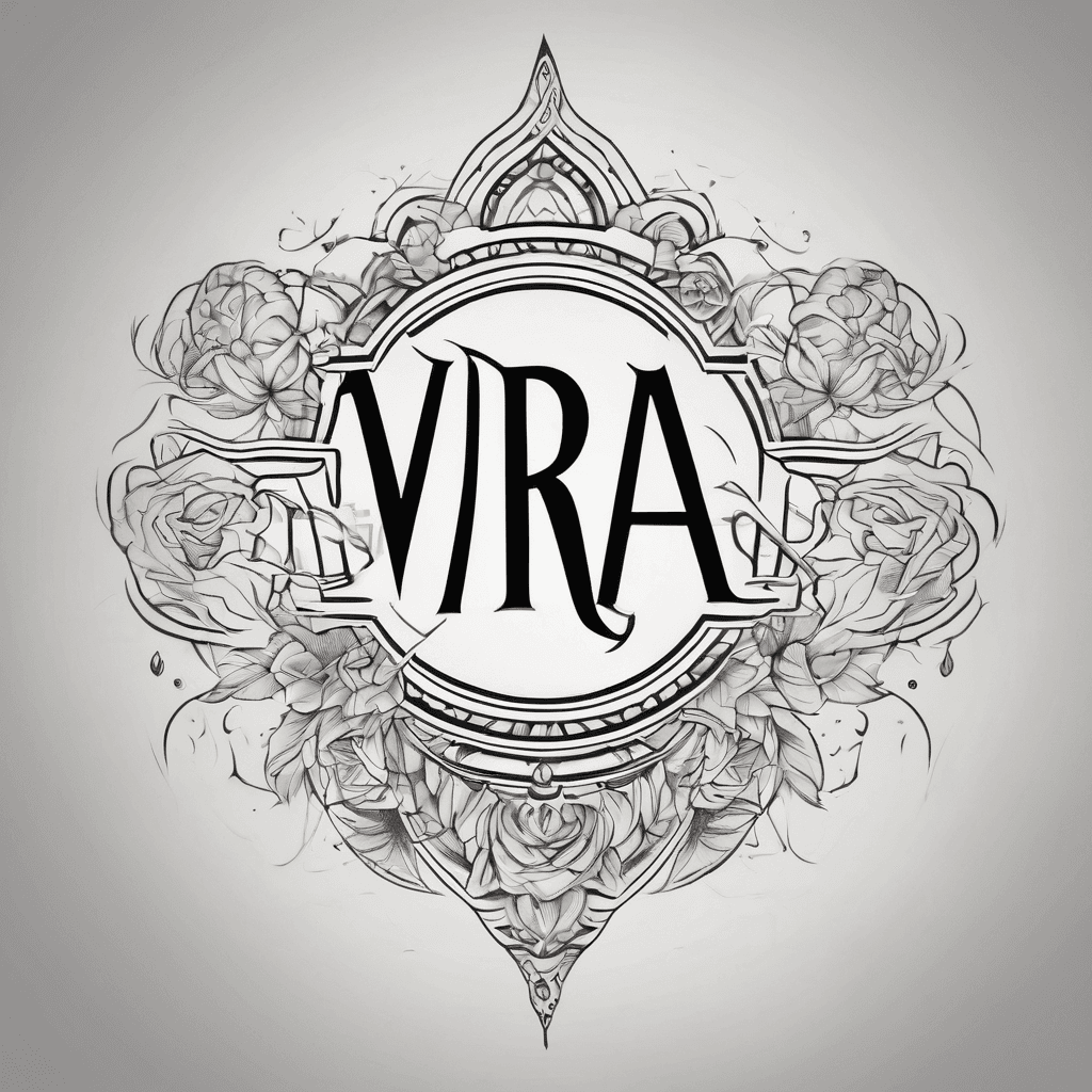 A beautiful tattoo design featuring the name "Viraj " in elegant lettering