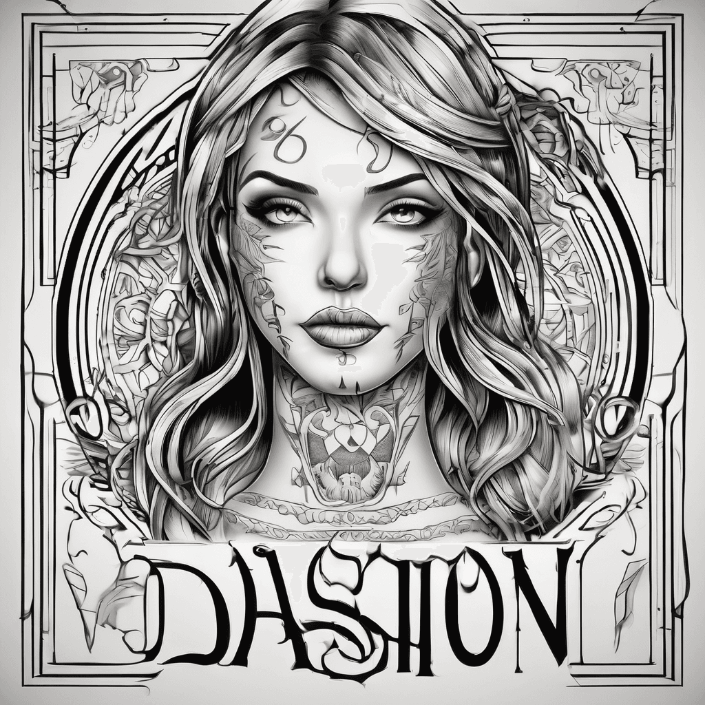 A beautiful tattoo design featuring the name "Dasrion" in elegant lettering
