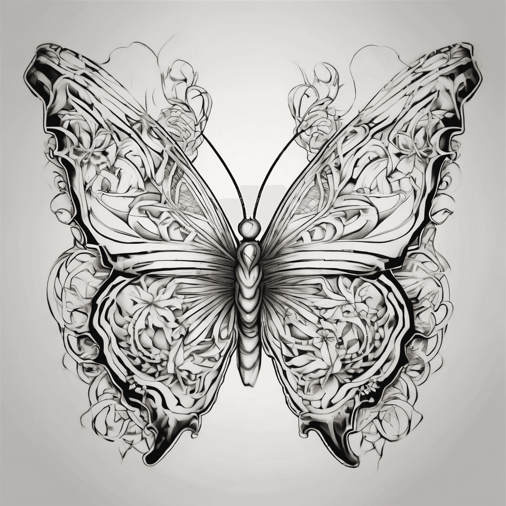 A beautiful tattoo design featuring the name "Nista" in elegant lettering in design of butterfly