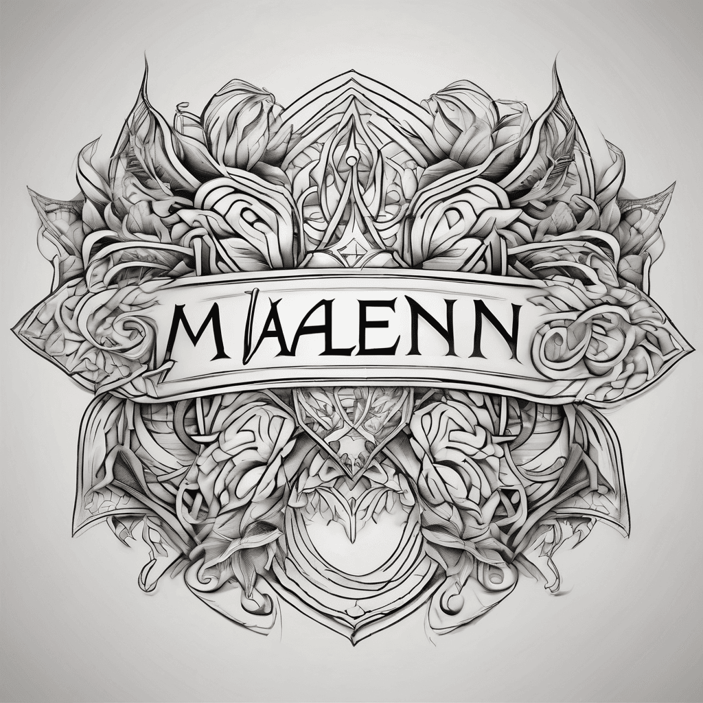 A beautiful tattoo design featuring the name "Maleni" in elegant lettering