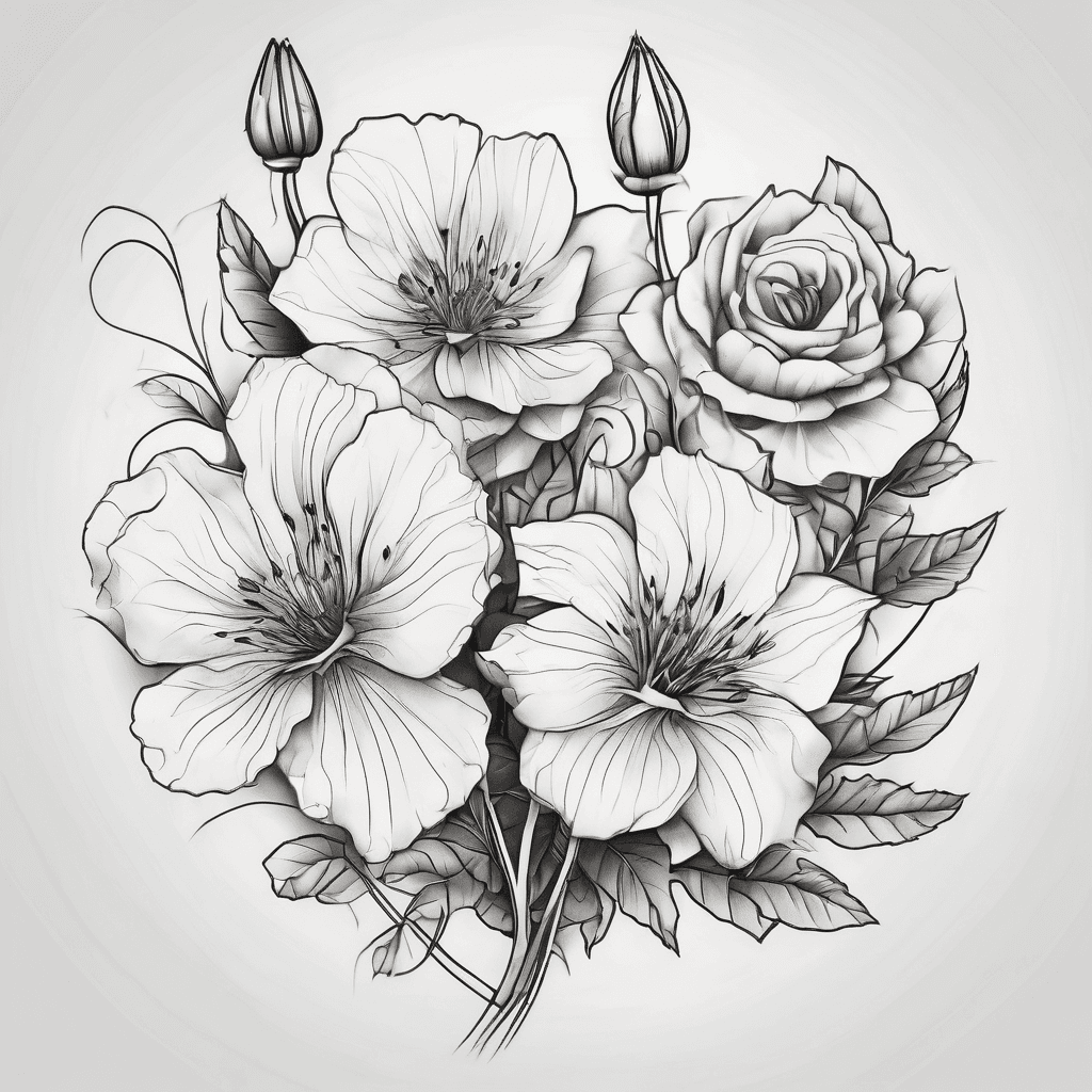 Three flowers with stems being the silhouette of grandchilds face