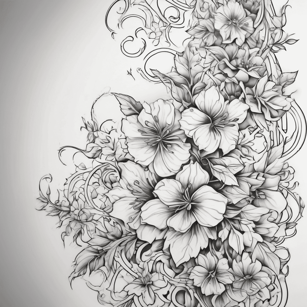 Cover up tattoo: script covered by flowers and vines