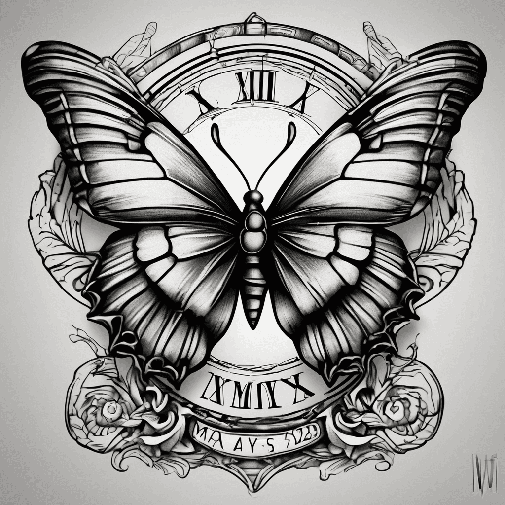 roman numeral with the date May 28th 2023 with a butterfly