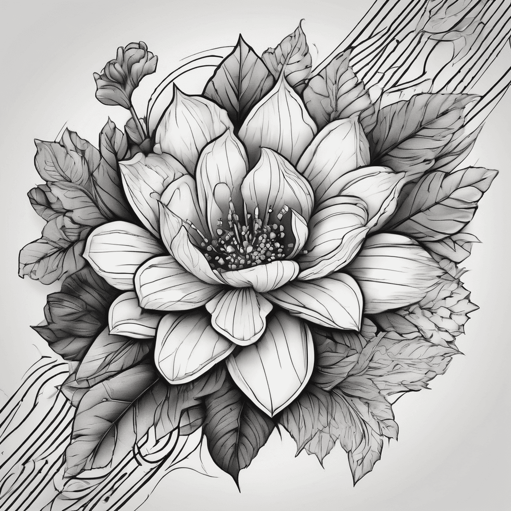 Forearm sleeve, inner, blackwork, ornamental, flower, Scandinavian traditional design.