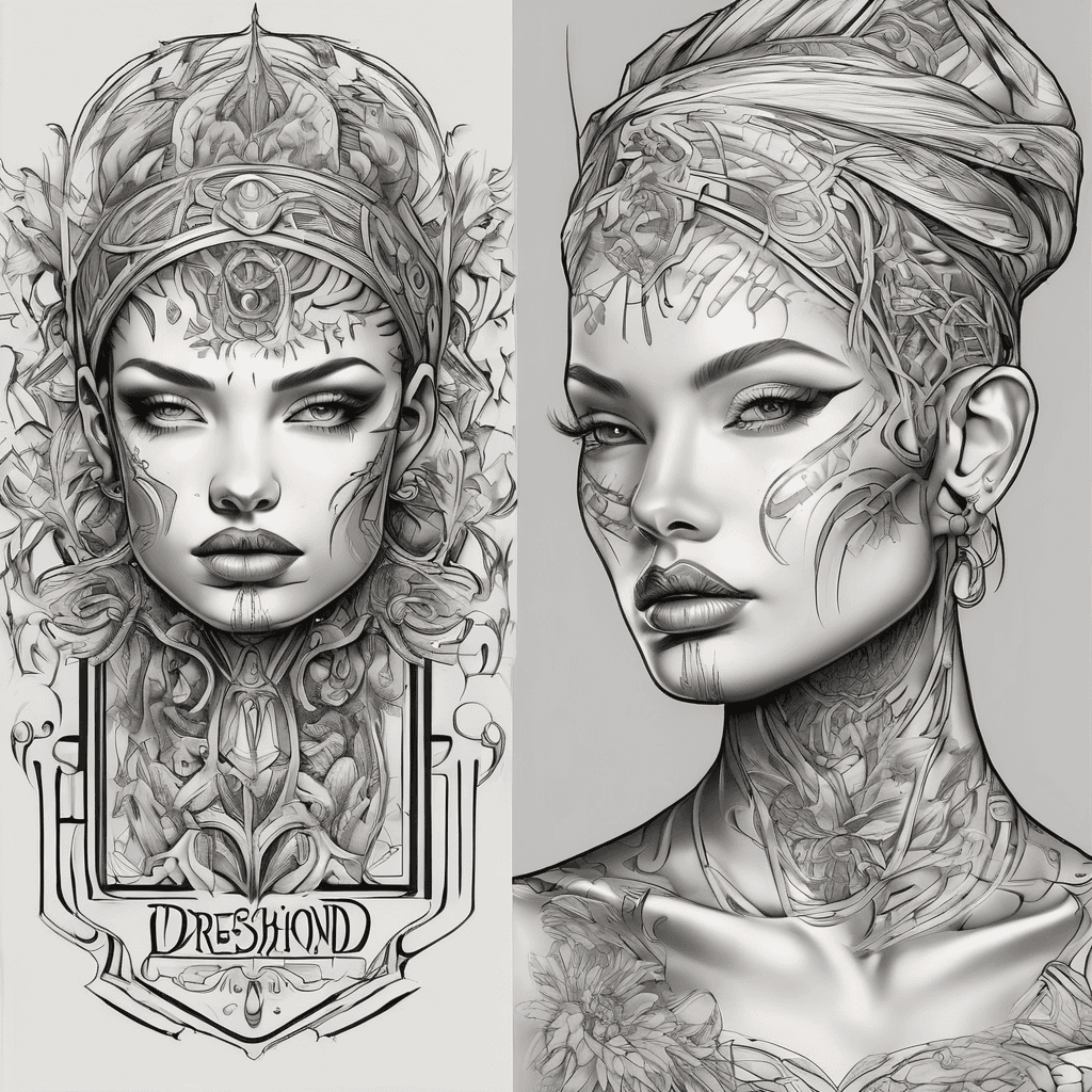 A beautiful tattoo design featuring the name "dreshond" in elegant lettering