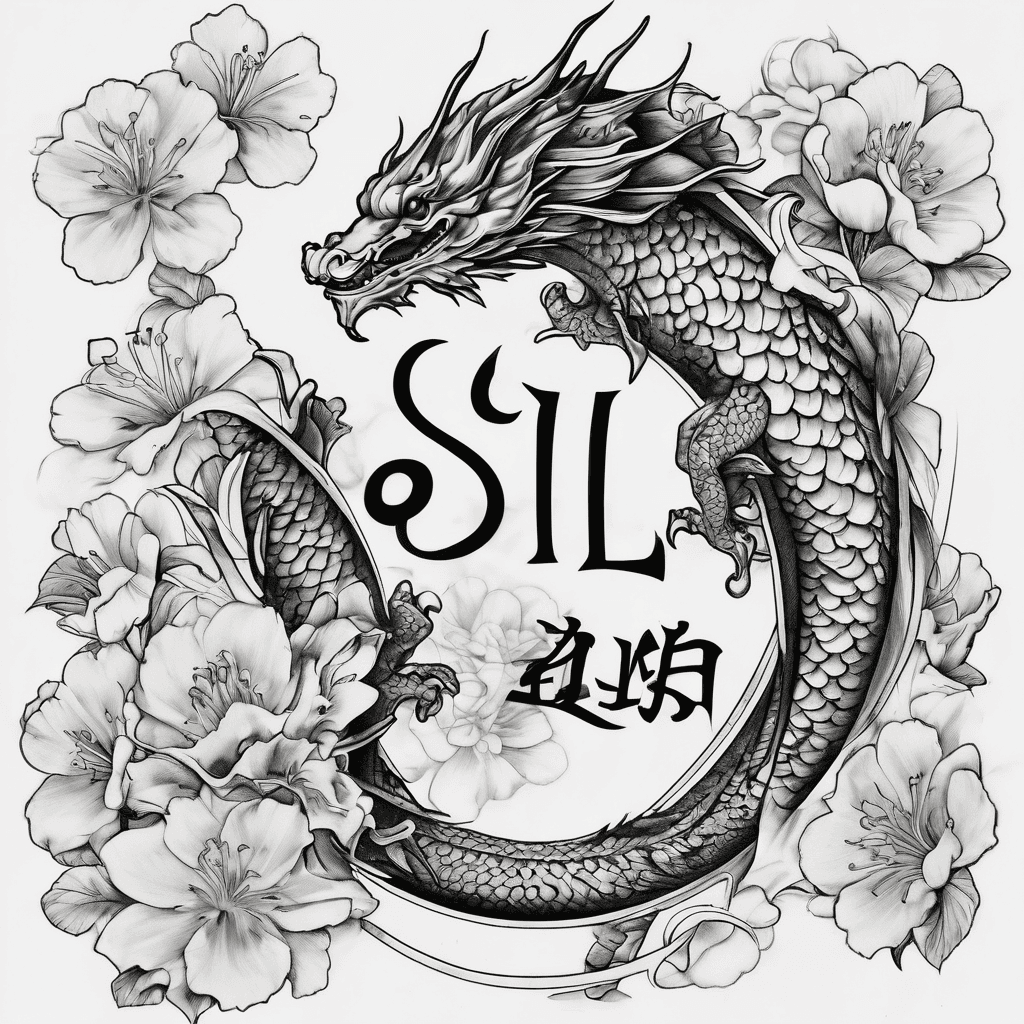 A beautiful tattoo design featuring the name "SIL" in elegant lettering