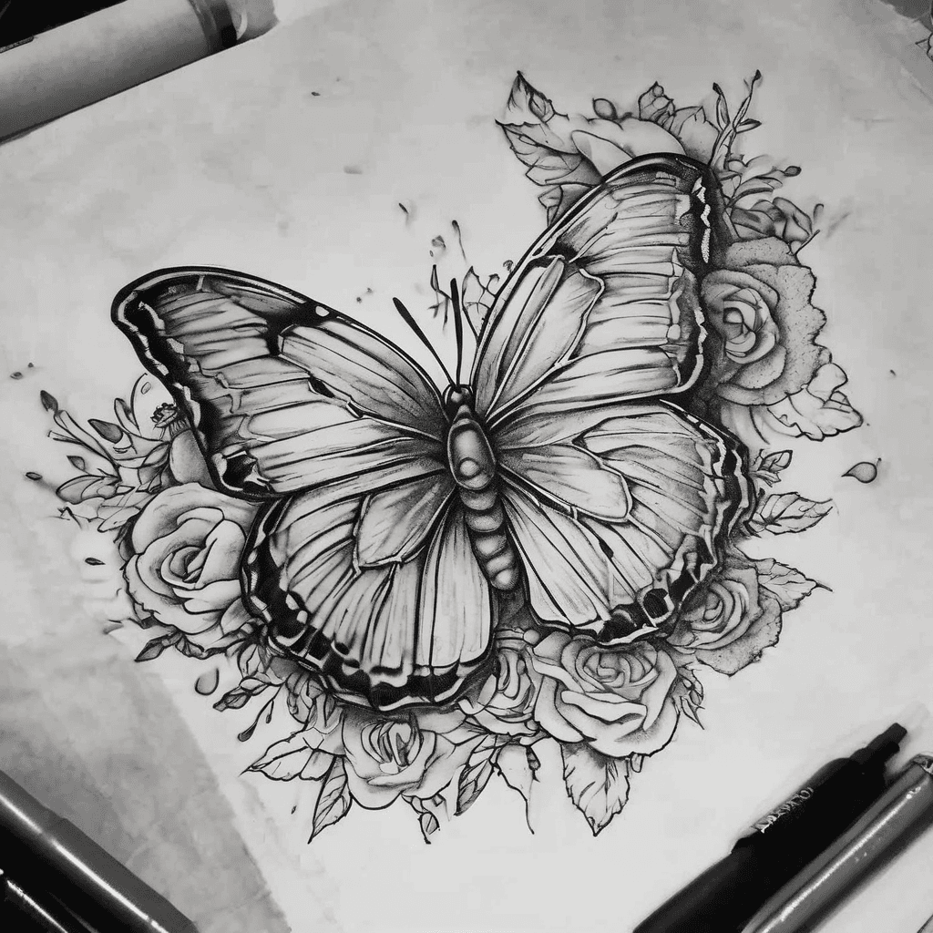 So there’s a quote that I rlly like which is "As you live, there will come a moment when you realize it was all for today. So live." Next to the quote I want there to be a butterfly with a semi colon inside it (I’ll give em example below). Also maybe some cutesy designs to tie everything together. On the left side of my chest near my heart