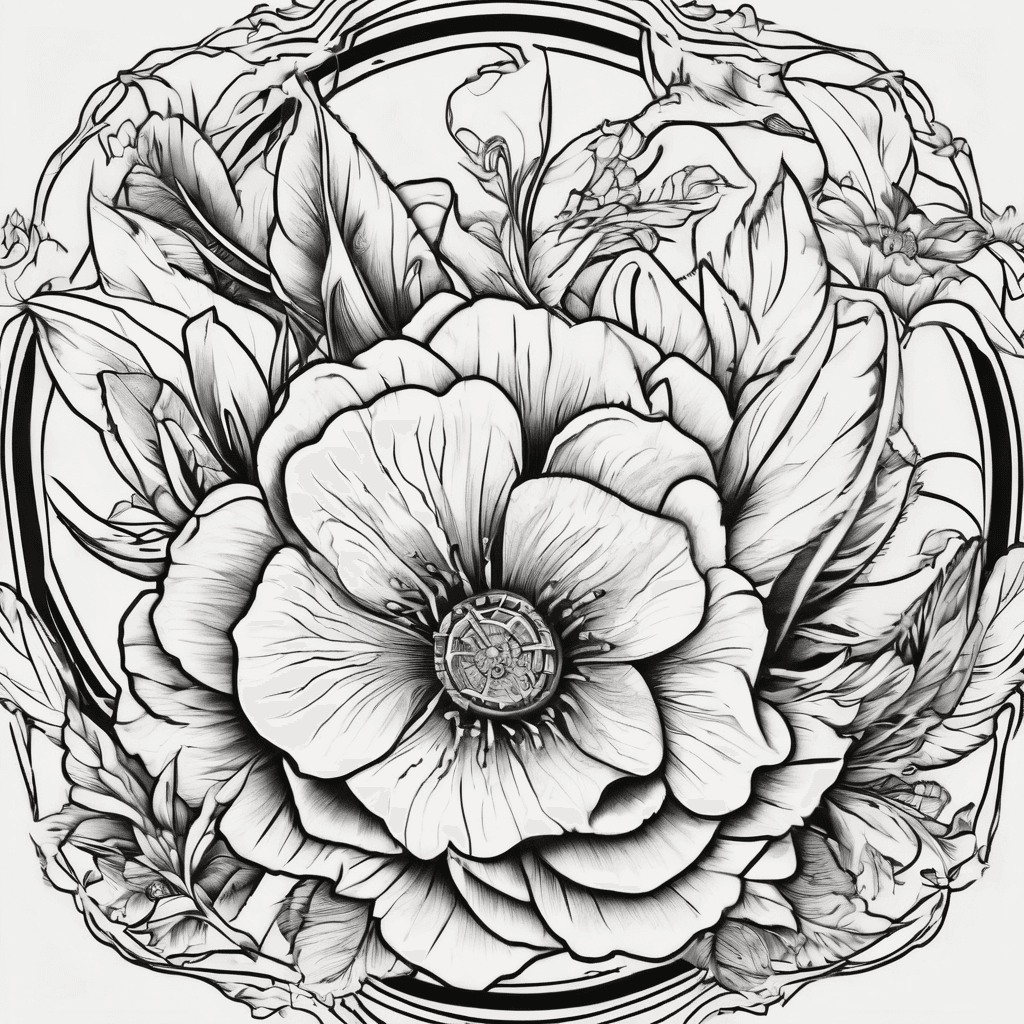 a tatoo for the arm with flowers elements