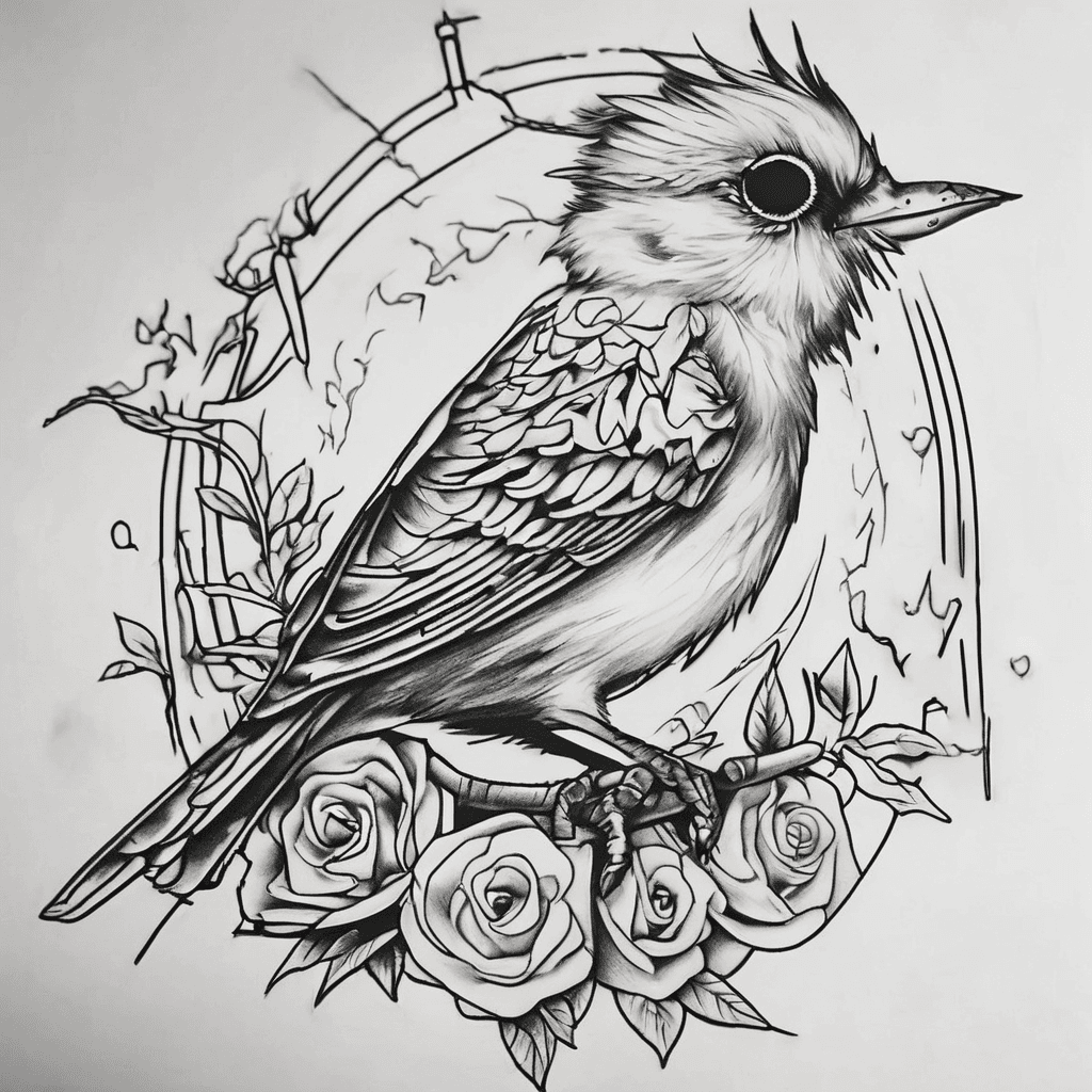 I want five 1 inch birds going down a line, I want the last bird to be the Lil Peep Crybaby bird. I want them minimal detail