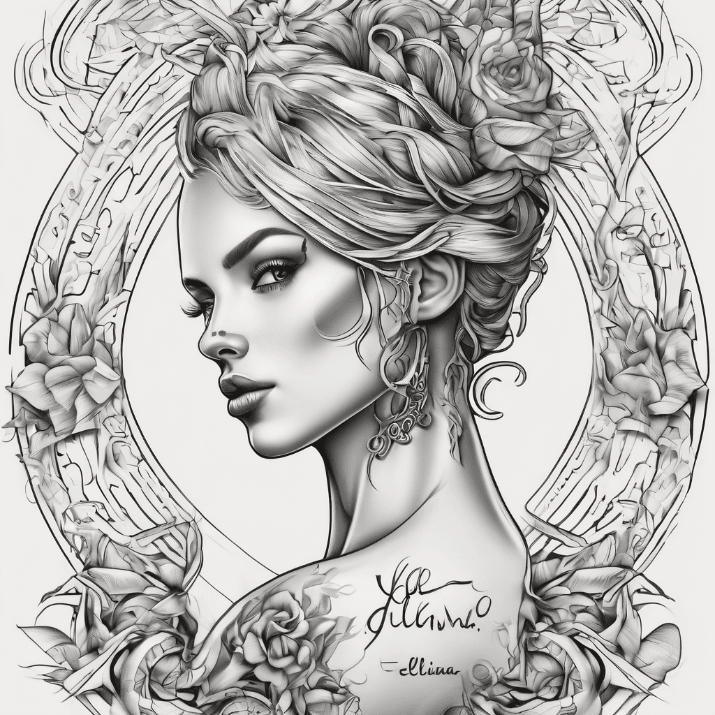 A beautiful tattoo design featuring the name "Elliana" in elegant lettering