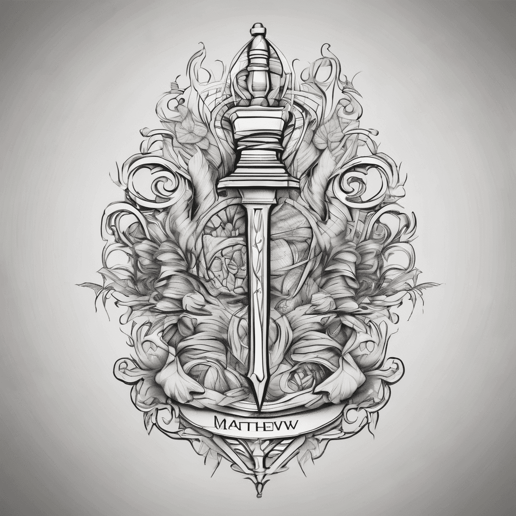 A beautiful tattoo design featuring the name "Matthew Henry" in elegant lettering