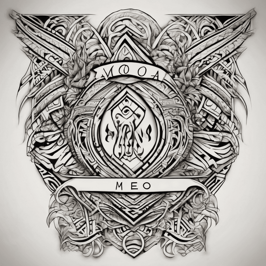 A beautiful tattoo design featuring the name "Moefao" in elegant lettering and samoan tribal designs.