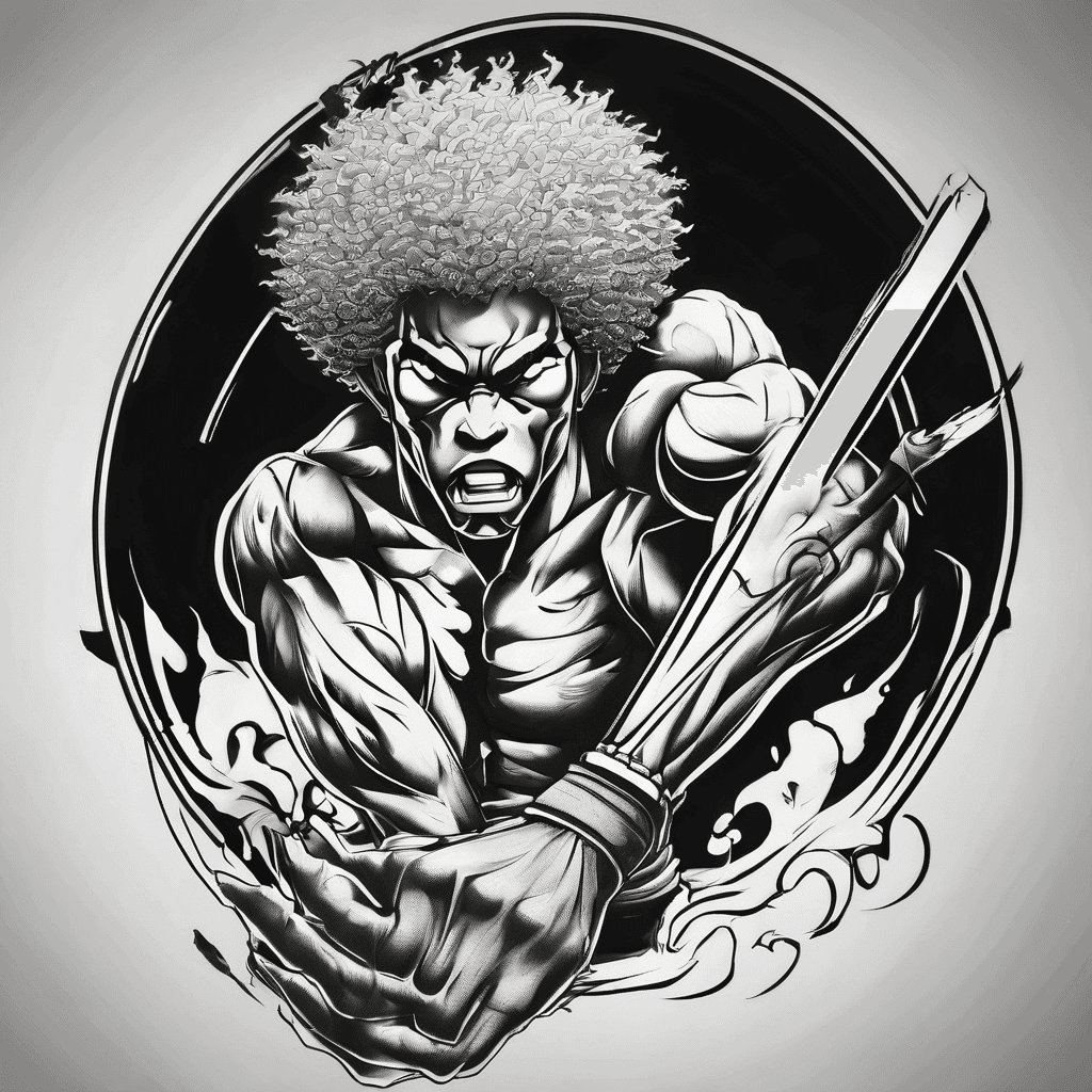 Afro samurai anime tattoo sleeve
