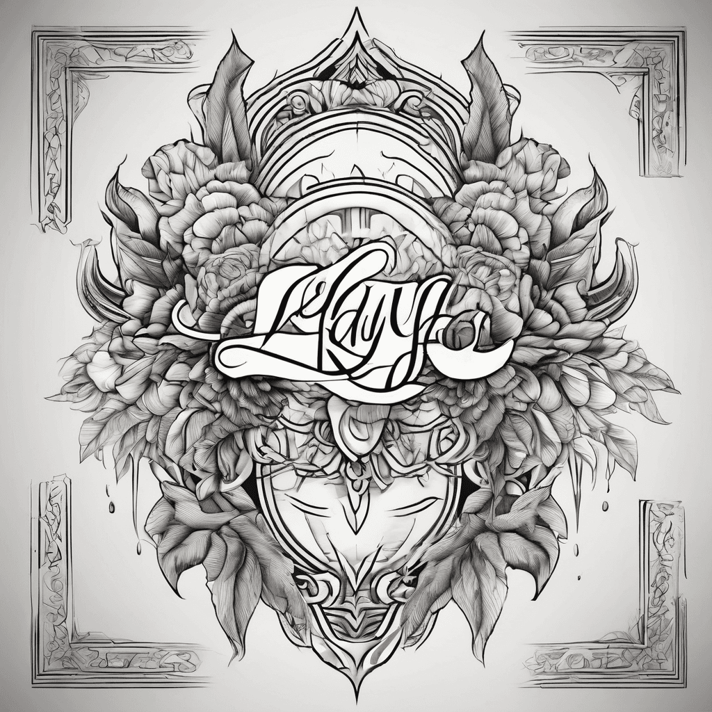A beautiful tattoo design featuring the name "Laya" in elegant lettering
