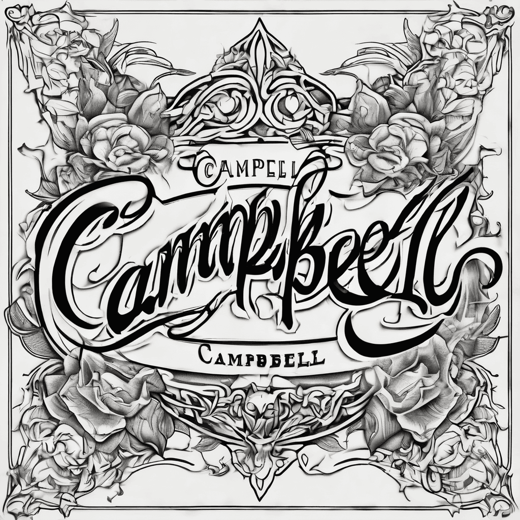 A beautiful tattoo design featuring the name "Campbell " in elegant lettering