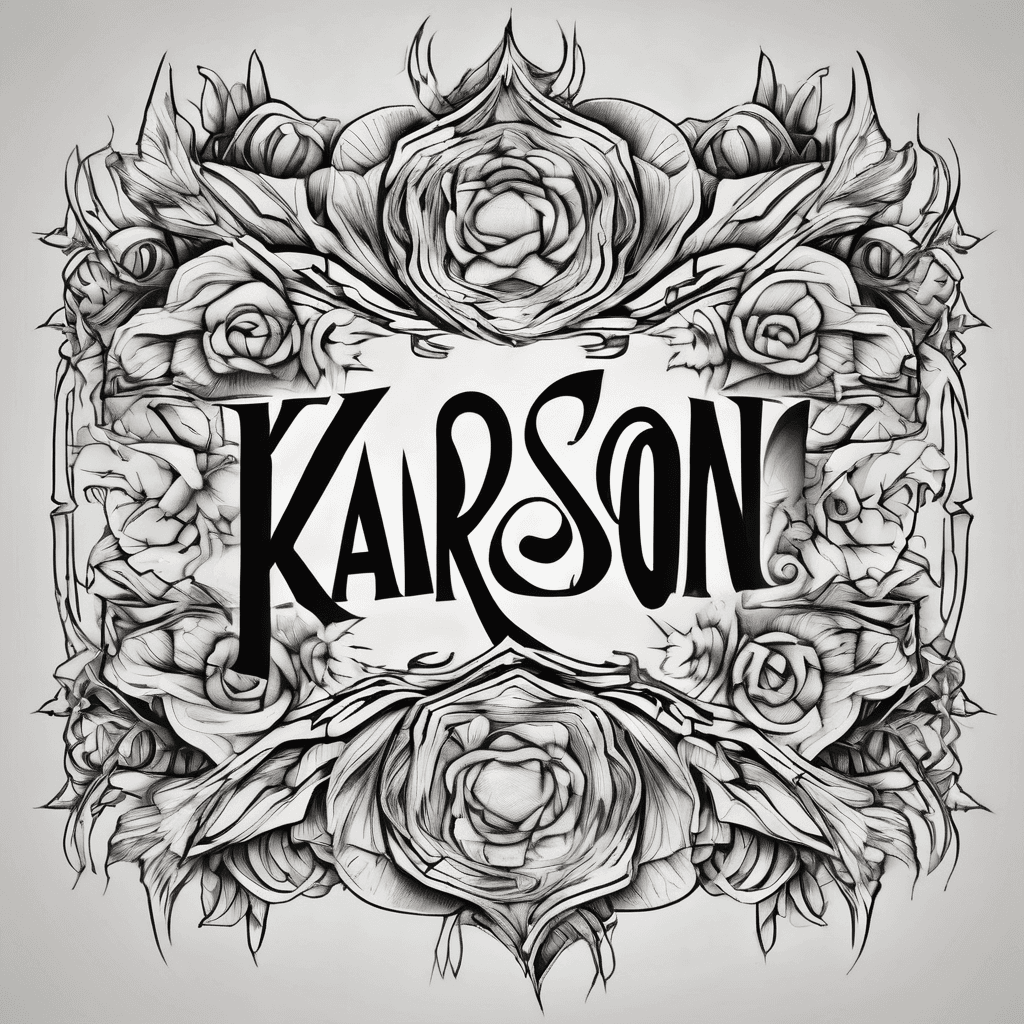 A beautiful tattoo design featuring the name "Karson" in elegant lettering