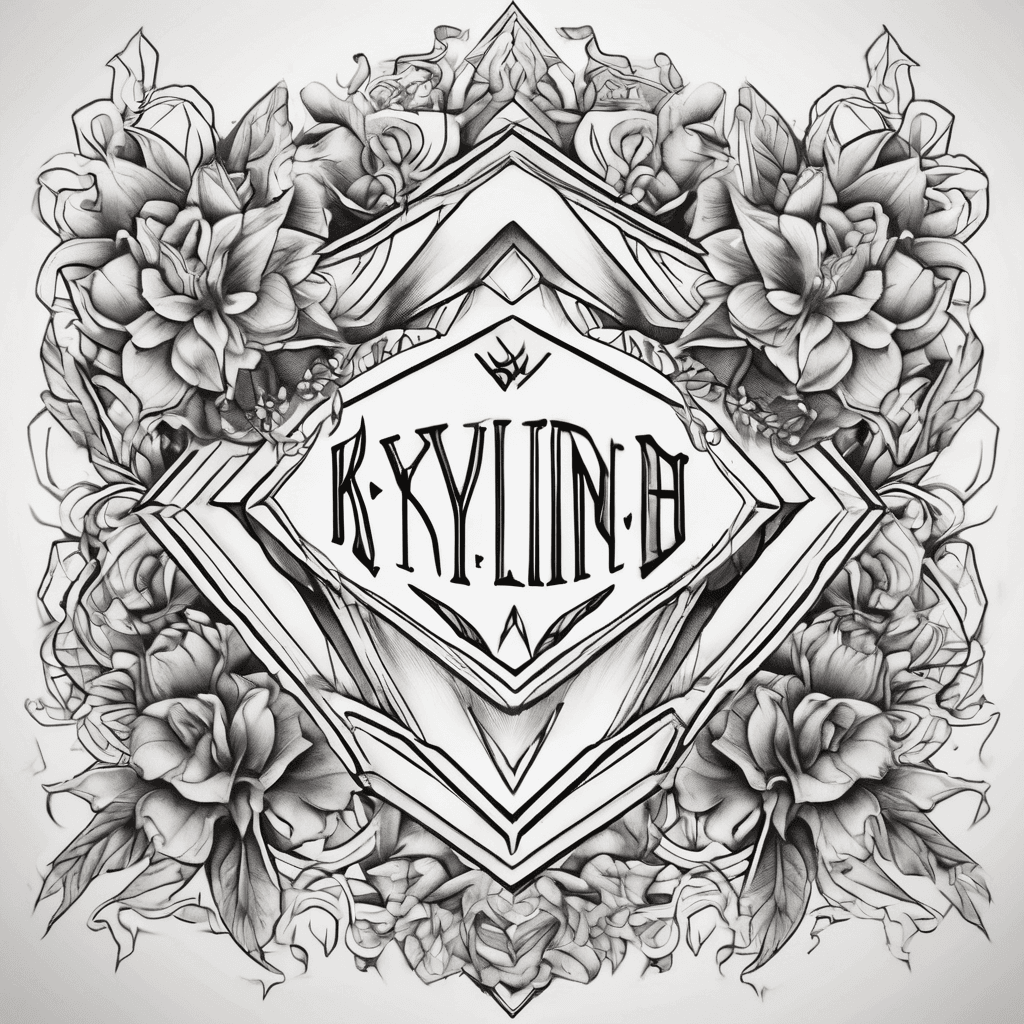 A beautiful tattoo design featuring the name "Kylina Diamond" in elegant lettering