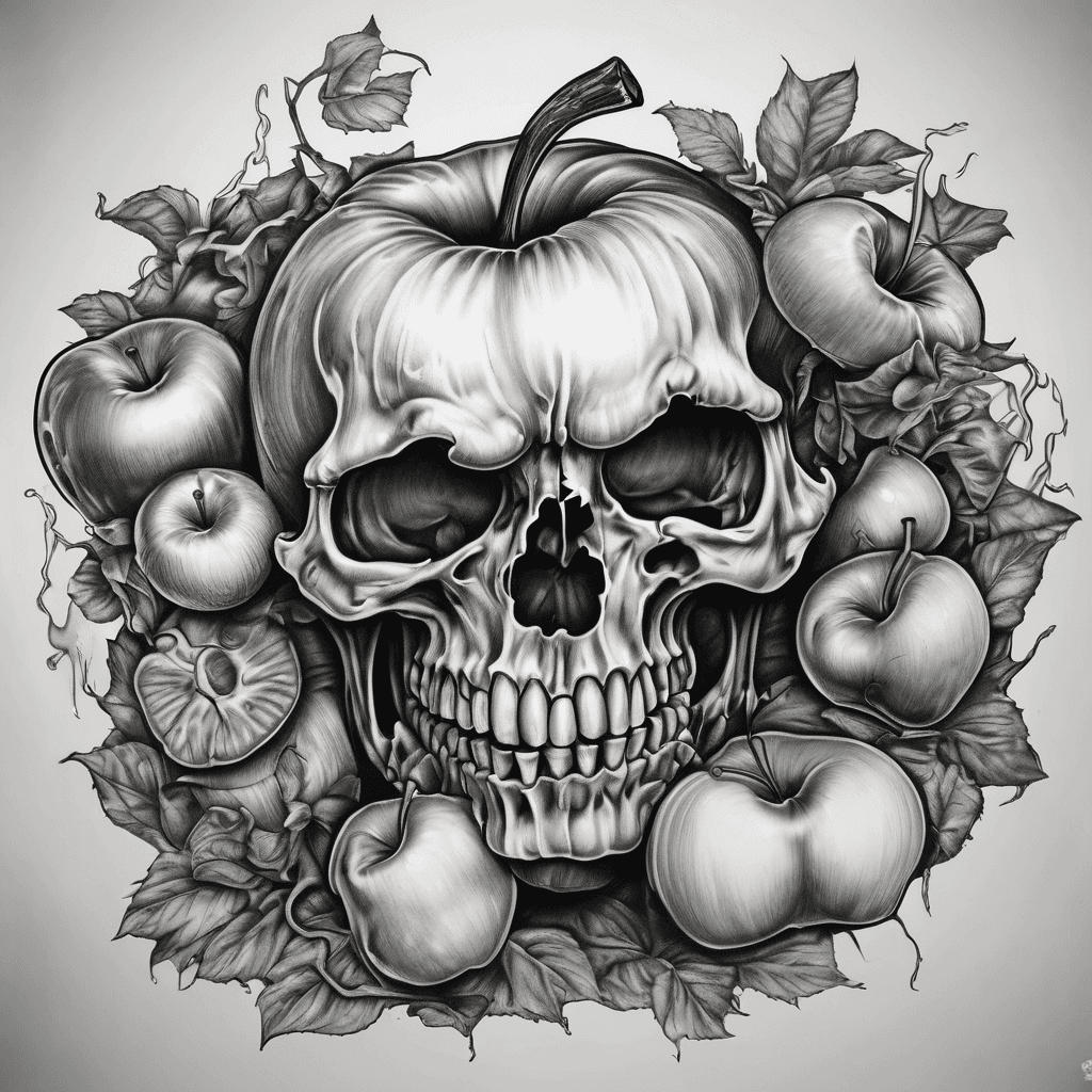 Create me a bunch of different images of bad ass "Apple Core" tattoos on the side of my neck
Like a Bad Apple, Rotten Apple, have some rat fink style, have some be scary, have some be hard core, ect.. make them all very bad ass and awesome, show me a bunch of different designs/ideas so I can decide what tattoo I want on te side of my neck